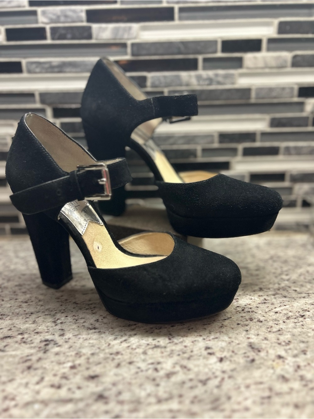 Michael Kors Women's Leather Black Mary Jane Platform Heels size 6.5